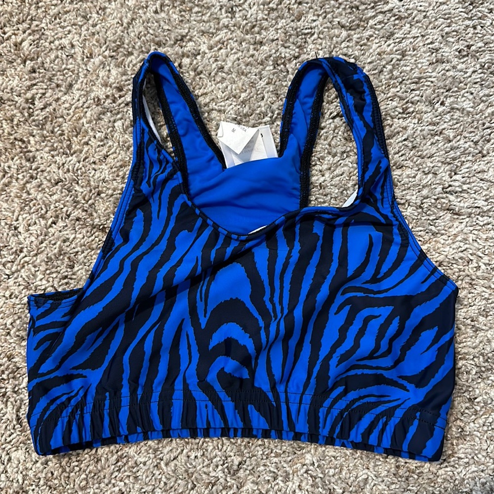 Blue Tiger Print Sports Bra
